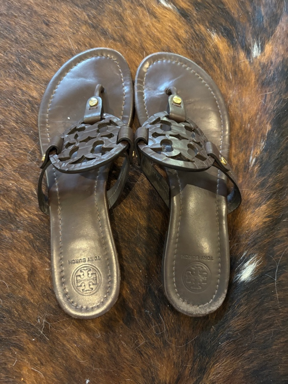 Tory Burch Dark Brown Miller Sandals